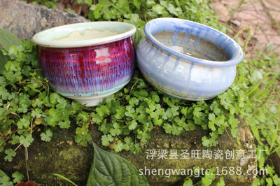 【供应全釉窑变高档精品盆 手绘多肉花盆 多肉花器 厂家花盆批发】价格,厂家,图片,陶瓷工艺品,浮梁县圣旺陶瓷创意工厂-