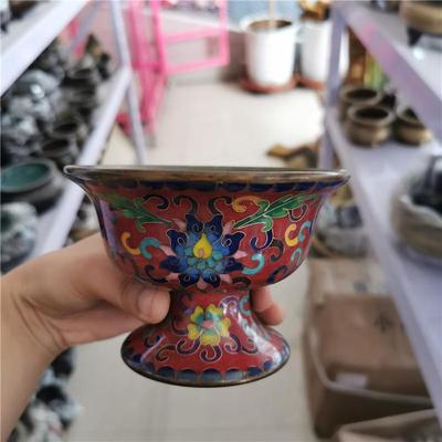 掐丝珐琅工艺景泰蓝碗妙缘铜雕佛前五供铜碗景泰蓝果盘唐县铸铜工厂
