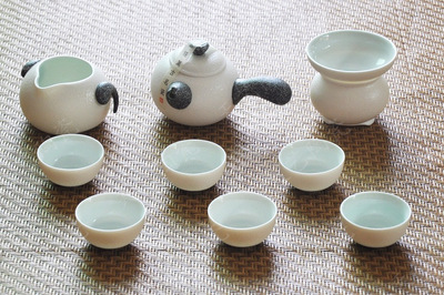 批发采购茶碗、茶壶、茶具套装-天艺 独家生产销售 雪花釉 德化陶瓷 整套功夫花茶.